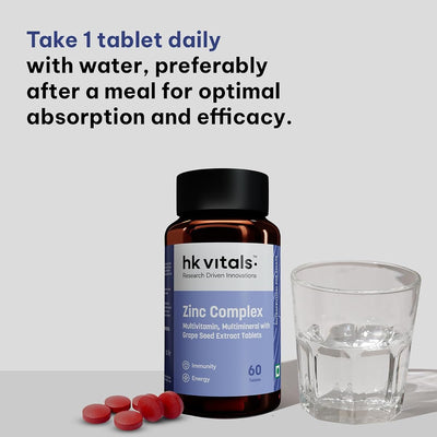 HK Vitals Zinc Supplements with Vitamin C & D3 - 60 Tablets - Image 6