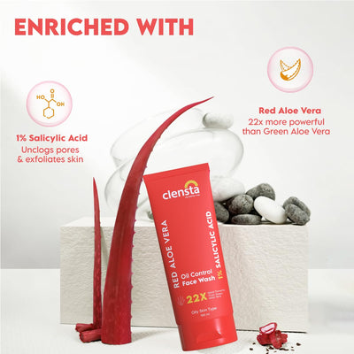 Clensta Red Aloe Vera Oil Control Face Wash - 100ml - Image 5