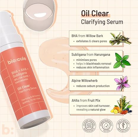 Biocule Oil Clear Clarifying Serum with Oil Control & Pore Tightening - Face Serum for Oily Skin - Image 2