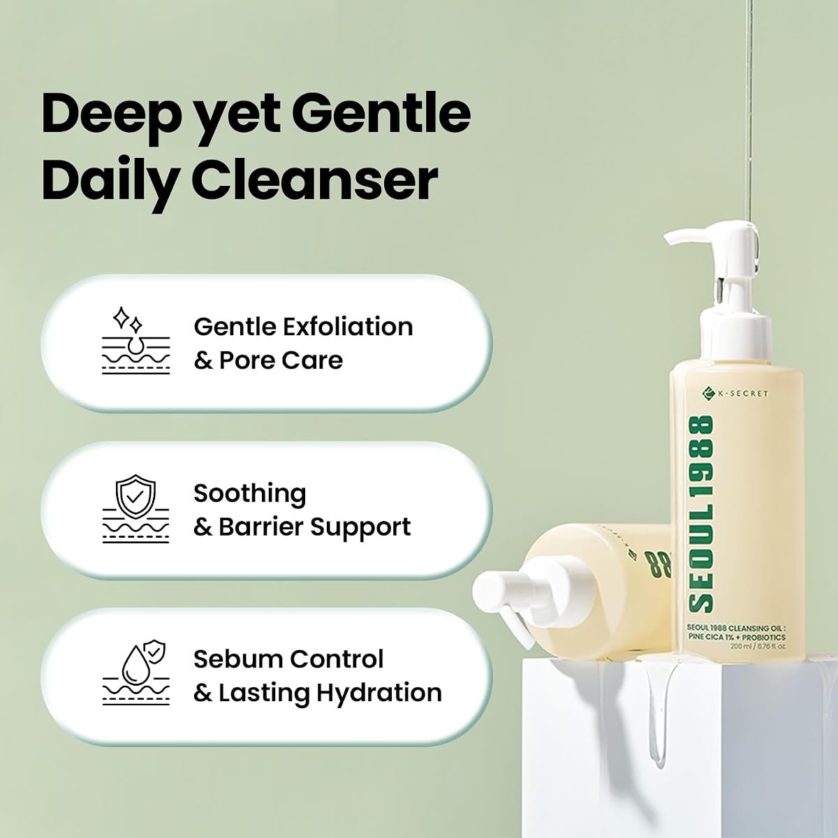 K-SECRET SEOUL 1988 Deep Cleansing Oil - Cica & Probiotics, 200ml - Image 4