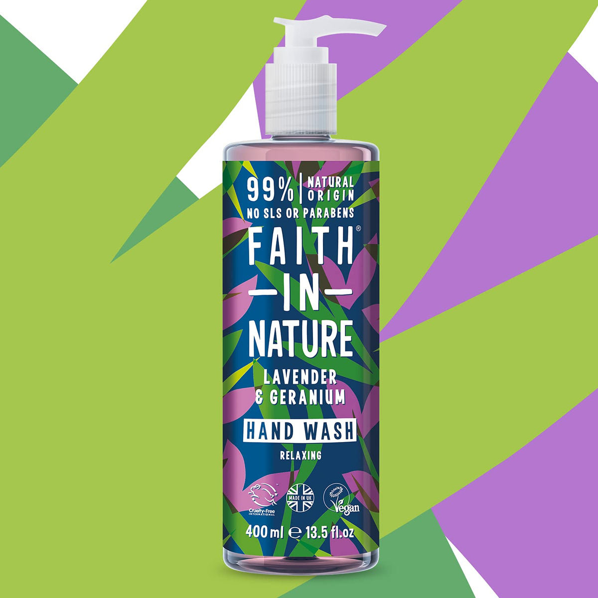 Faithinnature Lavender & Geranium Hand Wash, 400ml - Image 4