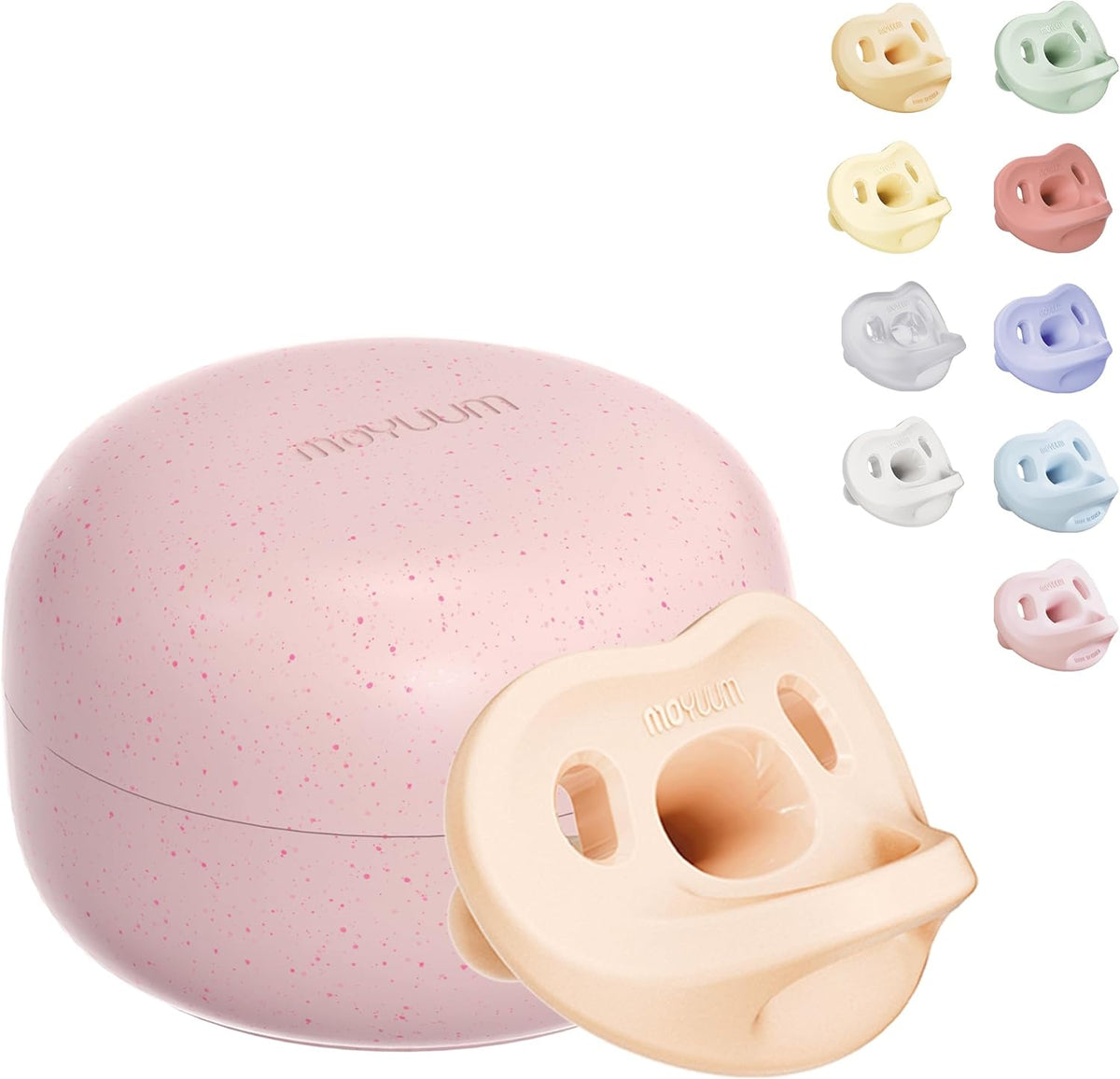 Moyuum All-Silicone Macaron Pacifier with Protective Stage 2 (3 to 6 months) Case pink