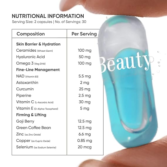 Beautywise Dual Action Skin Resilience with Hyaluronic Acid & Astaxanthin - 60 Capsules - Image 4