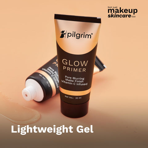 Pilgrim Glow Primer Lightweight Gel Based Velvety Matte Finish, Blurs Pores, Vit C+E Infused 30 ml