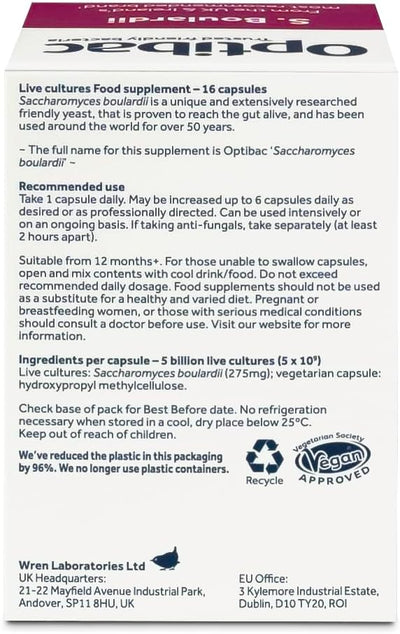 OptiBac Saccharomyces Boulardii Digestive Capsules - 16 Pack - Image 7