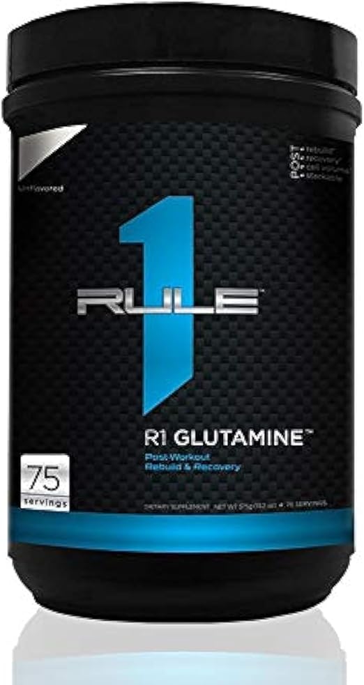 Rule1 Glutamine Powder - Unflavoured, 375g, 75 Servings