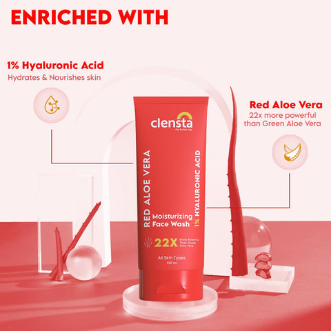 Clensta Red Aloe Vera Moisturizing Face Wash (100ml)