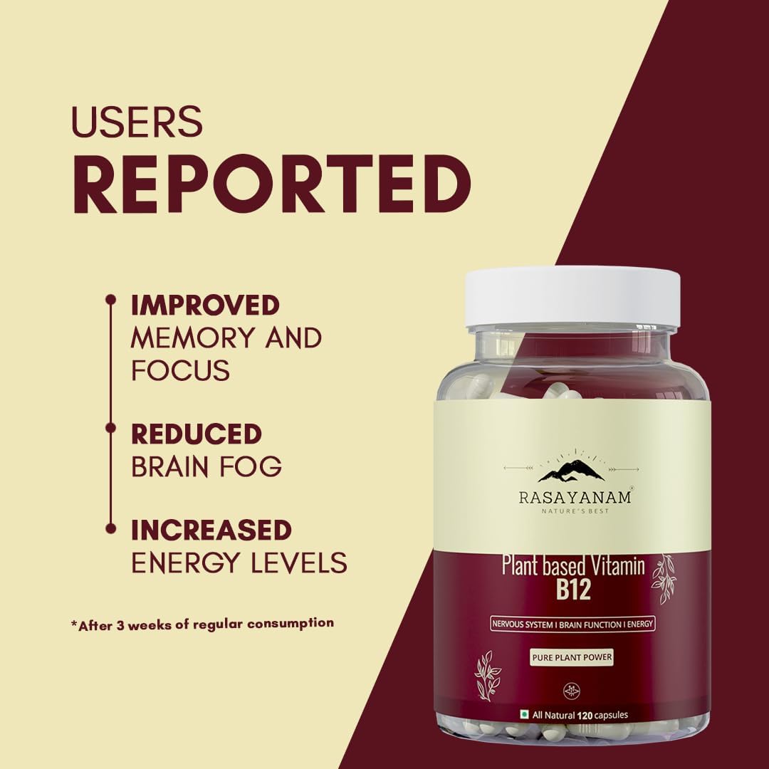 Rasayanam Plant Based Vitamin B12 Capsules - 120 Count - Image 3