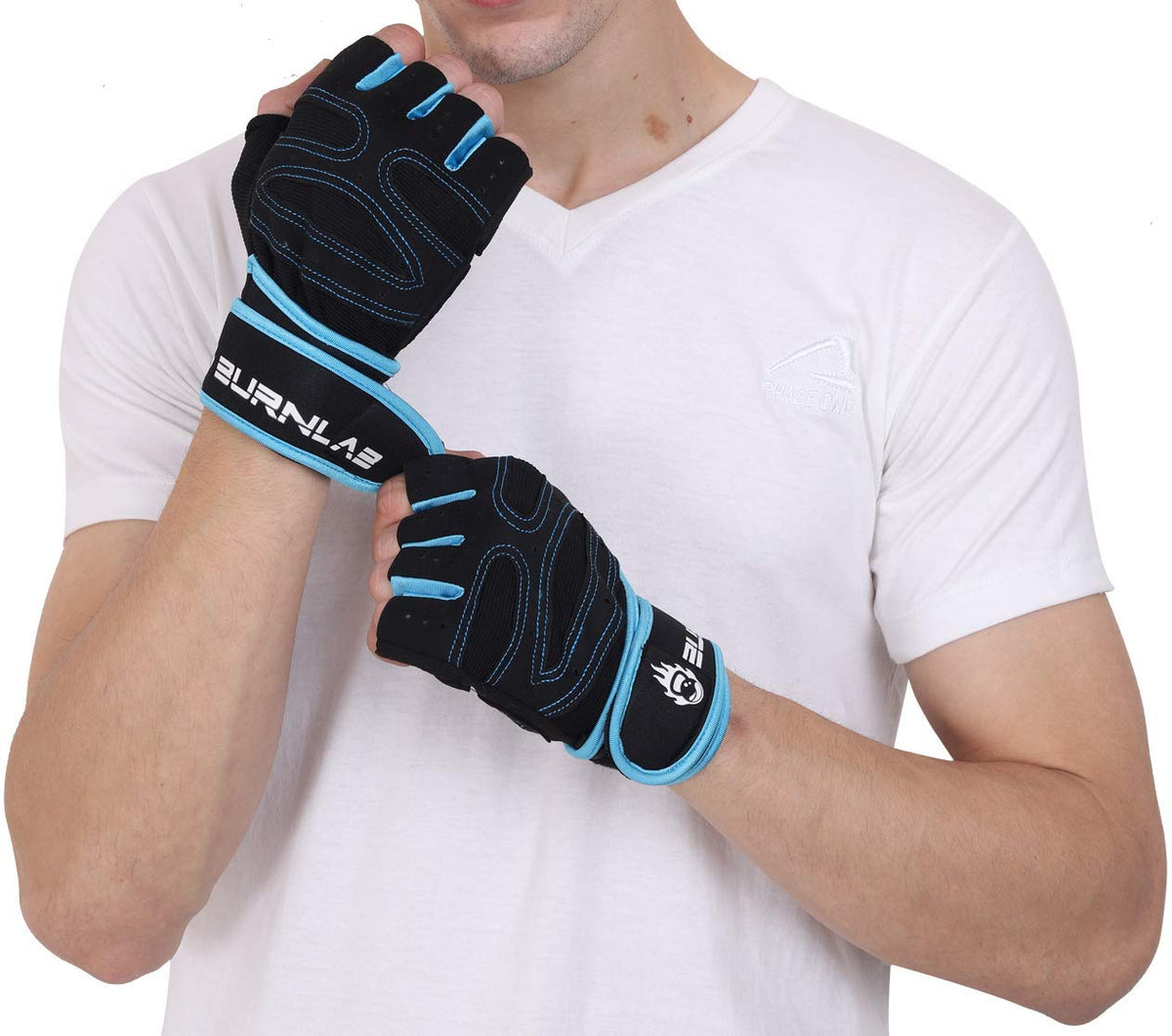 Burnlab Gym Gloves with Wrist Support - Blue, Small
