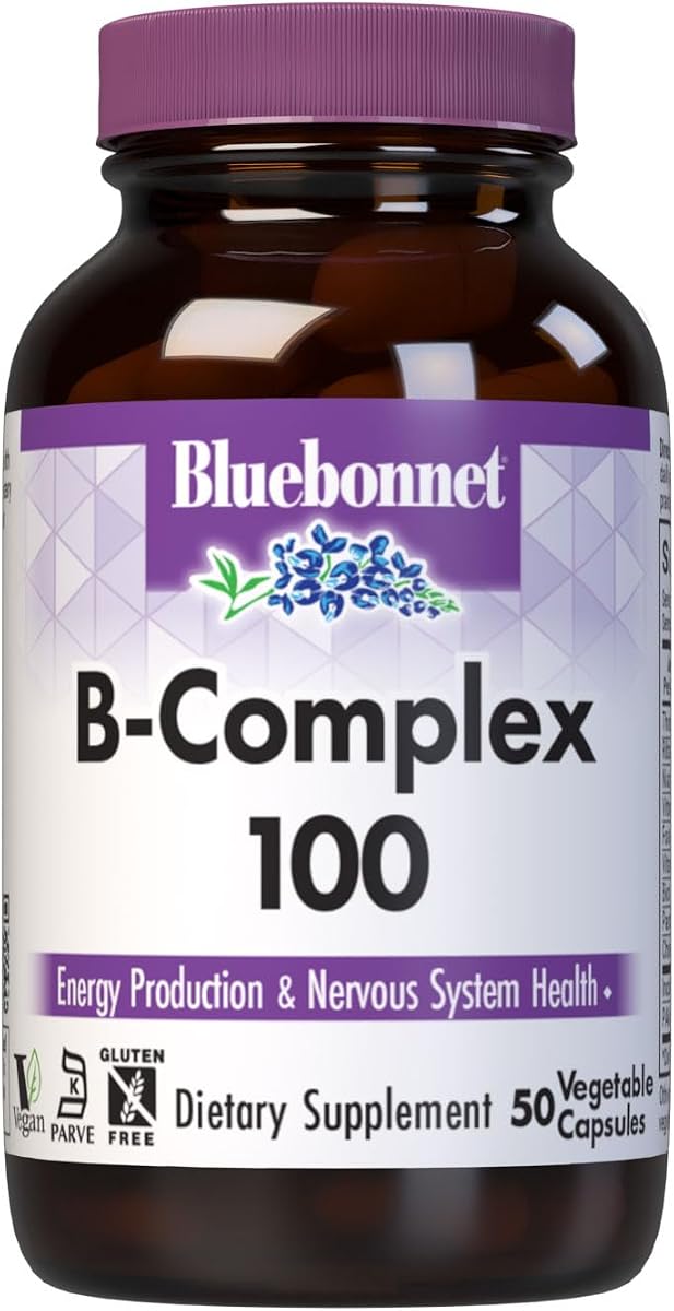 BlueBonnet B Complex 100 - Full Spectrum, Vegan Capsules, 50 Count