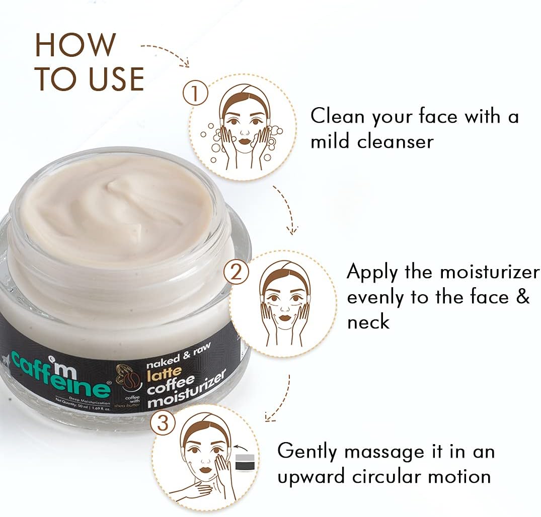 mCaffeine Naked & Raw Latte Coffee Face Moisturizer - Hydrating Cream, 50ml - Image 3