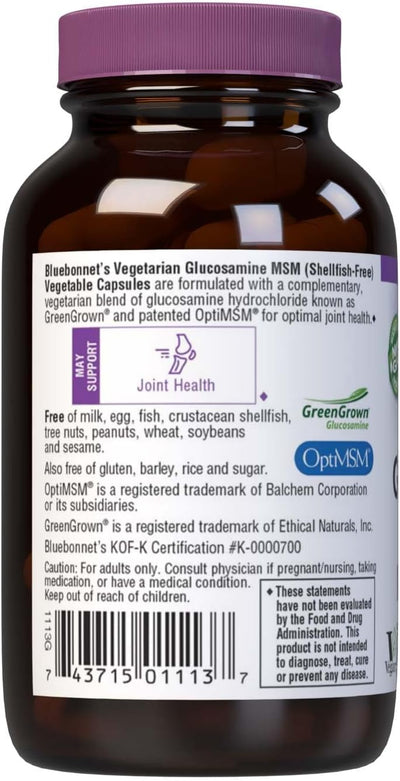 BlueBonnet Vegetarian Glucosamine MSM Capsules - 60 Count - Image 3