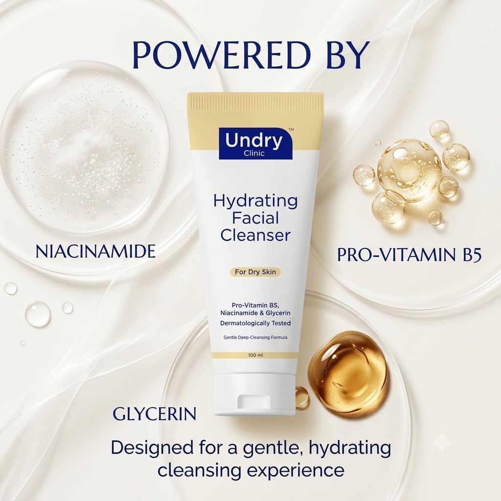 Undry Hydrating Facial Cleanser with Niacinamide & Pro-Vitamin B5 - 100 ml - Image 3