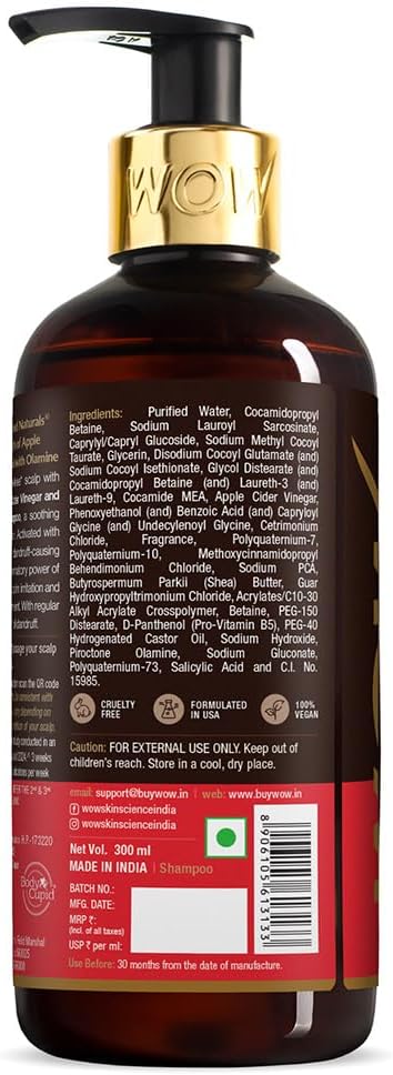 WOW Skin Science Apple Cider Vinegar Shampoo - Sulphate & Paraben Free, 300ml - Image 4