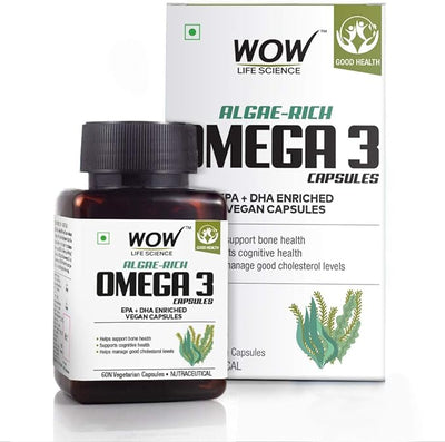 Wow Life Science Algae Omega Capsules - Vitamins & Minerals, 60 Count