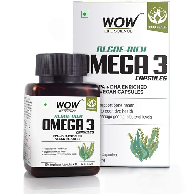 Wow Life Science Algae Omega Capsules - Vitamins & Minerals, 60 Count