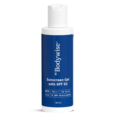 Be Bodywise SPF 50 PA+++ Sunscreen Ultra Light Gel 100ml | Broad Spectrum Protection | For Face & Body | 1% Kojic Acid & 0.2% Niacinamide