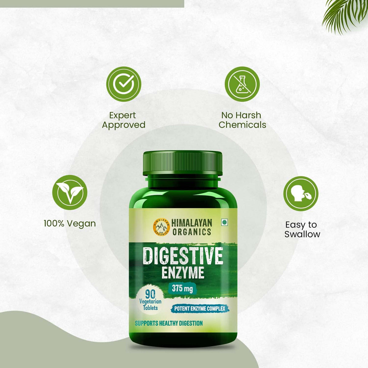 Himalayan Organics Digestive Enzyme Tablets 375mg - 90 Pack - Image 2