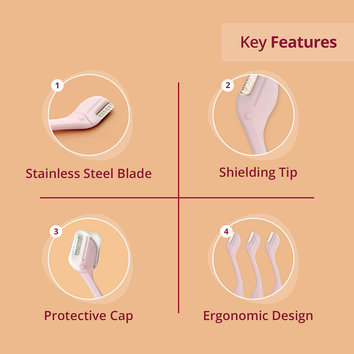 Carmesi Eyebrow Razor - Men's Grooming, Pack of 3 - Image 4