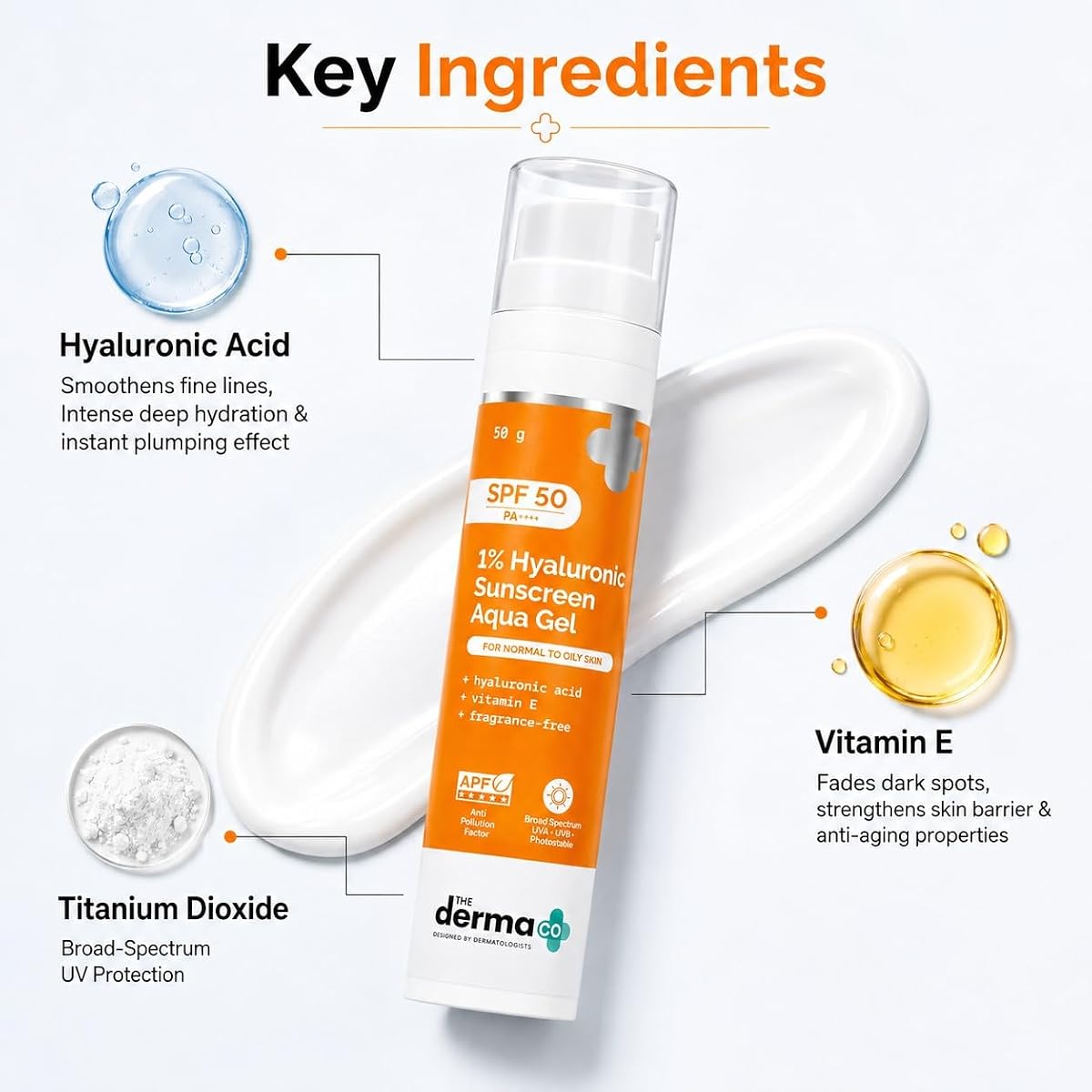 The Derma Co Hyaluronic Aqua Gel Sunscreen SPF 50 PA++++ - 50g - Image 3