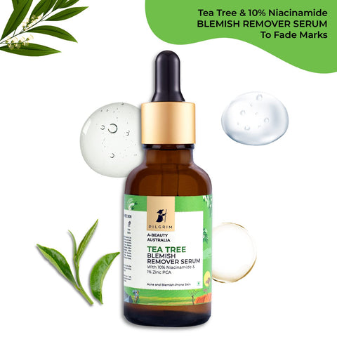 Pilgrim Tea Tree & 10% Niacinamide blemish-remover serum with Zinc PCA for acne prone skin Niacinamide serum for acne 30 ml