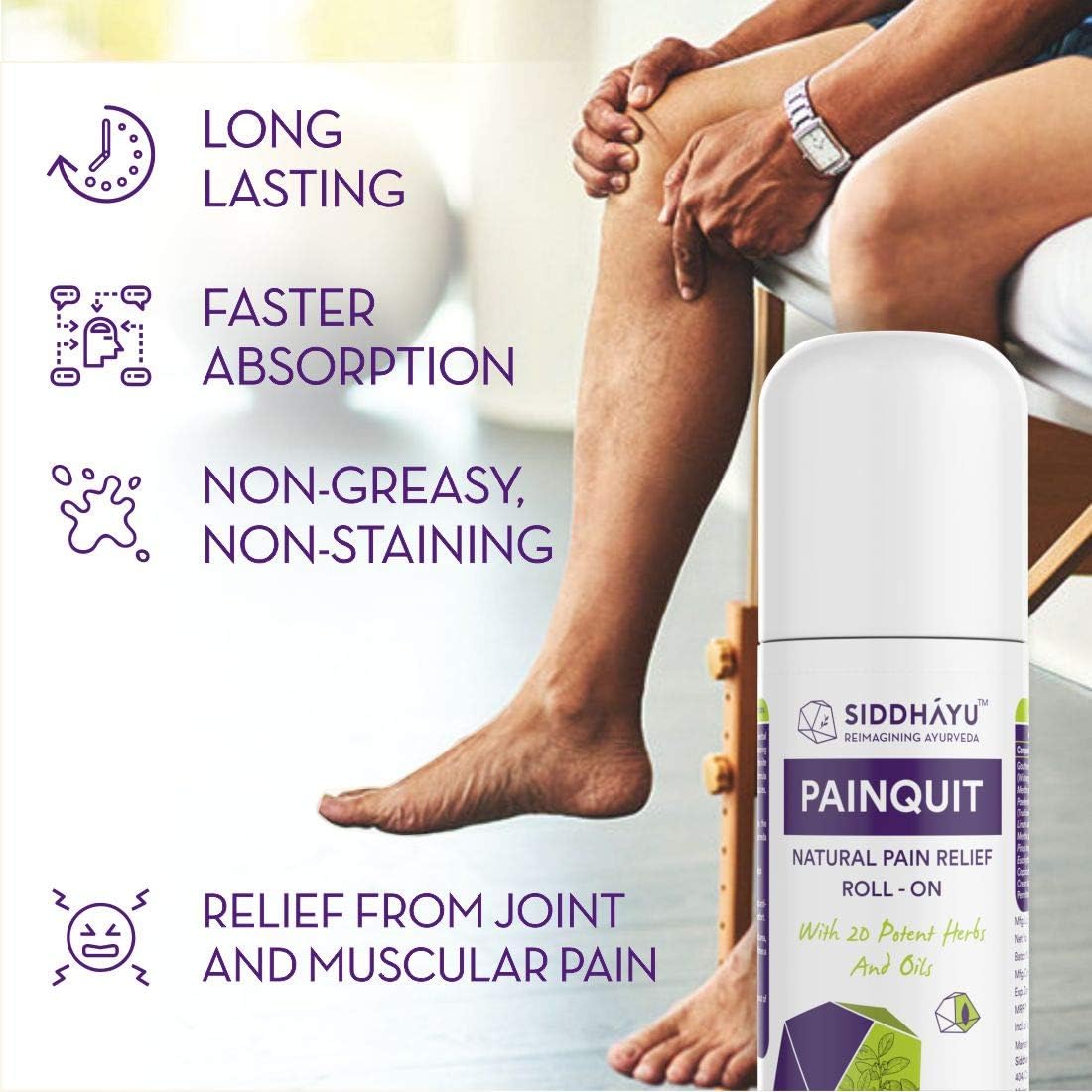 Siddhayu Painquit Roll-On for Joint and Back Pain Relief - 75ml - Image 5