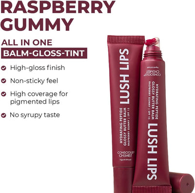 Conscious Chemist Peptide Lip Balm with Raspberry Tint SPF15 - 15g - Image 2