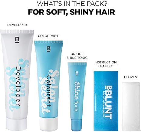 BBLUNT Salon Secret High Shine Creme Hair Colour, Black Natural Black 1, 100g with Shine Tonic, 8ml