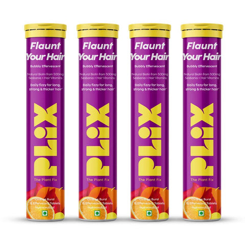 PLIX Vitamin C Immunity Booster 15 Effervescent Tablets | Pack of 4 (Orange Flavour) Vegan