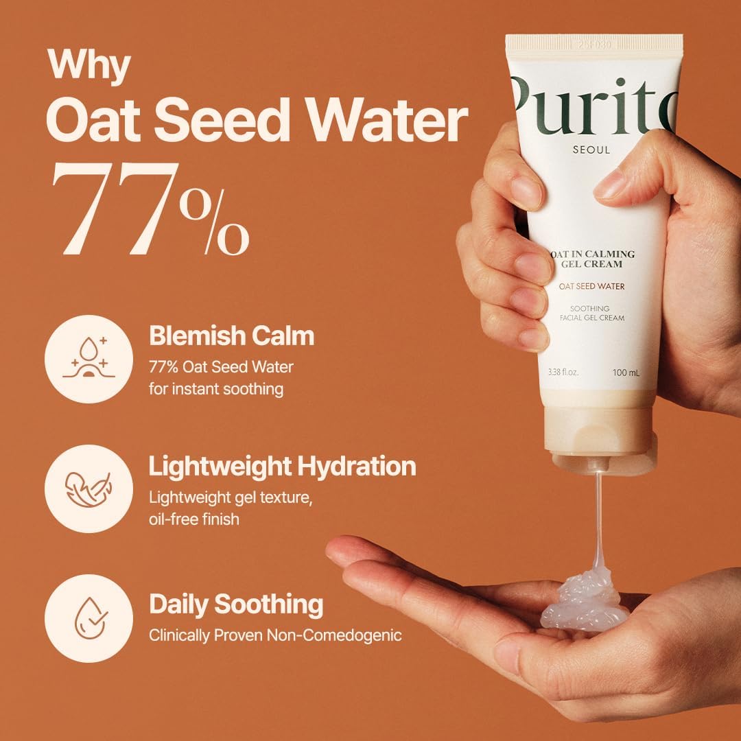 Purito Oat Calming Gel Cream - 77% Oat Seed Water, 100ml - Image 3