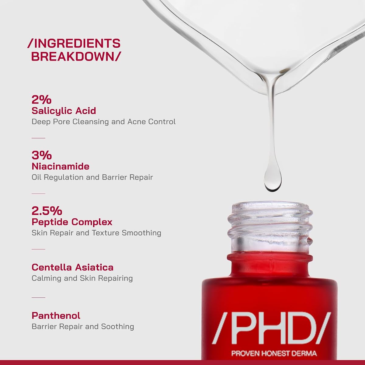 PHD 2% Salicylic Acid Anti-Acne Face Serum with Niacinamide & Peptides - 30ml - Image 3