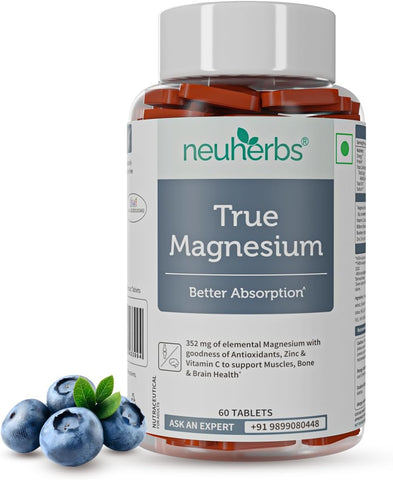 Neuherbs True Magnesium Glycinate Supplement 1600Mg- 60 Tablets