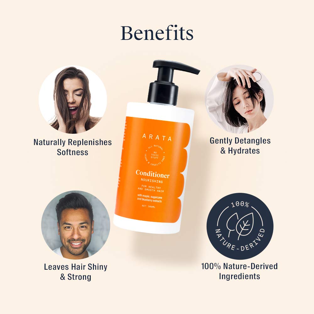 Arata Natural Nourishing Hair Conditioner, Orange - 300 ml - Image 3