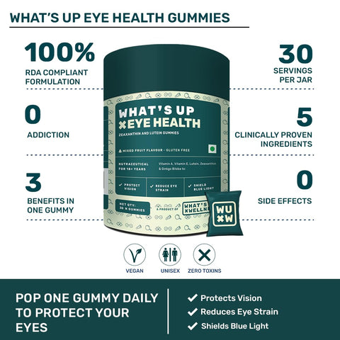 What's Up Wellness Eye Health Gummies To Maintain Eye Health 30 Days Pack (30 Gummies)