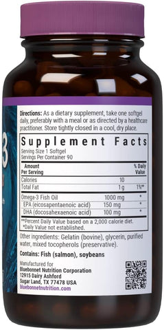 BlueBonnet Nutrition Omega-3 Salmon Oil Softgels, 90 Count