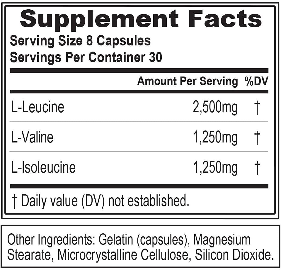 EVL BCAA 5000 Sports Nutrition Capsules - 30 Servings, 240 Count - Image 2