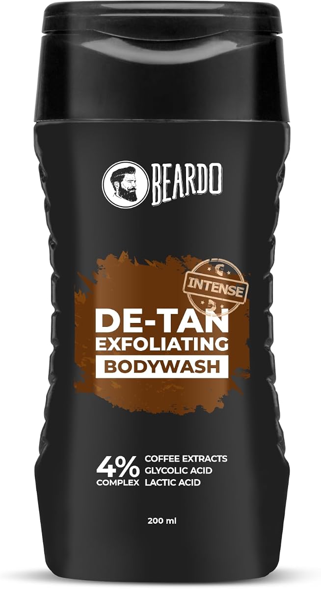 Beardo Detan Exfoliating Body Wash - 4% Glycolic & Lactic Acid, Coffee Extracts - 200ml
