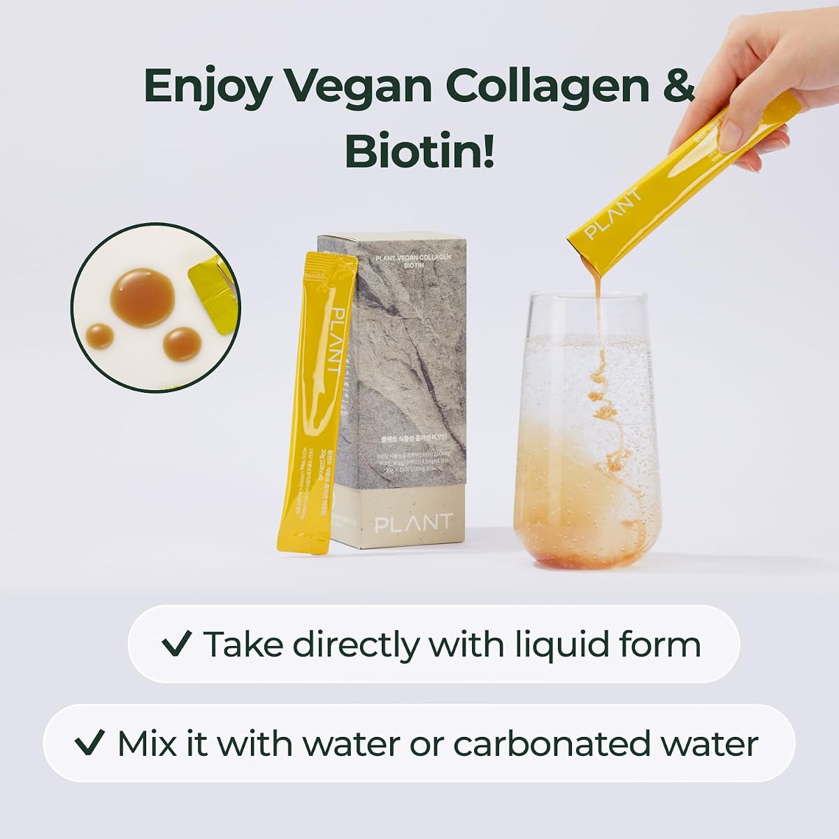 PLANT Vegan Liquid Collagen + Biotin - Lemon Flavour, 15 Sachets - Image 4