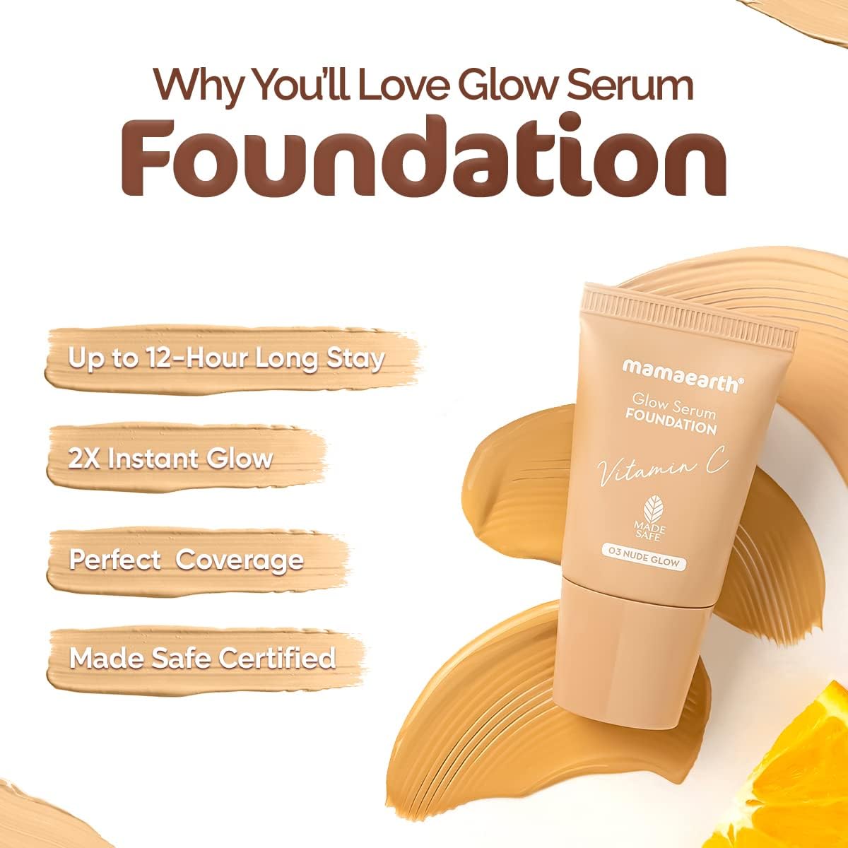Mamaearth Glow Serum Foundation with Vitamin C & Turmeric - Creme Glow 18ml - Image 5