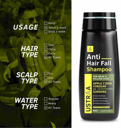 Ustraa Anti-Hair Fall Shampoo with Apple Cider Vinegar & Ginseng - 250ml - Image 5