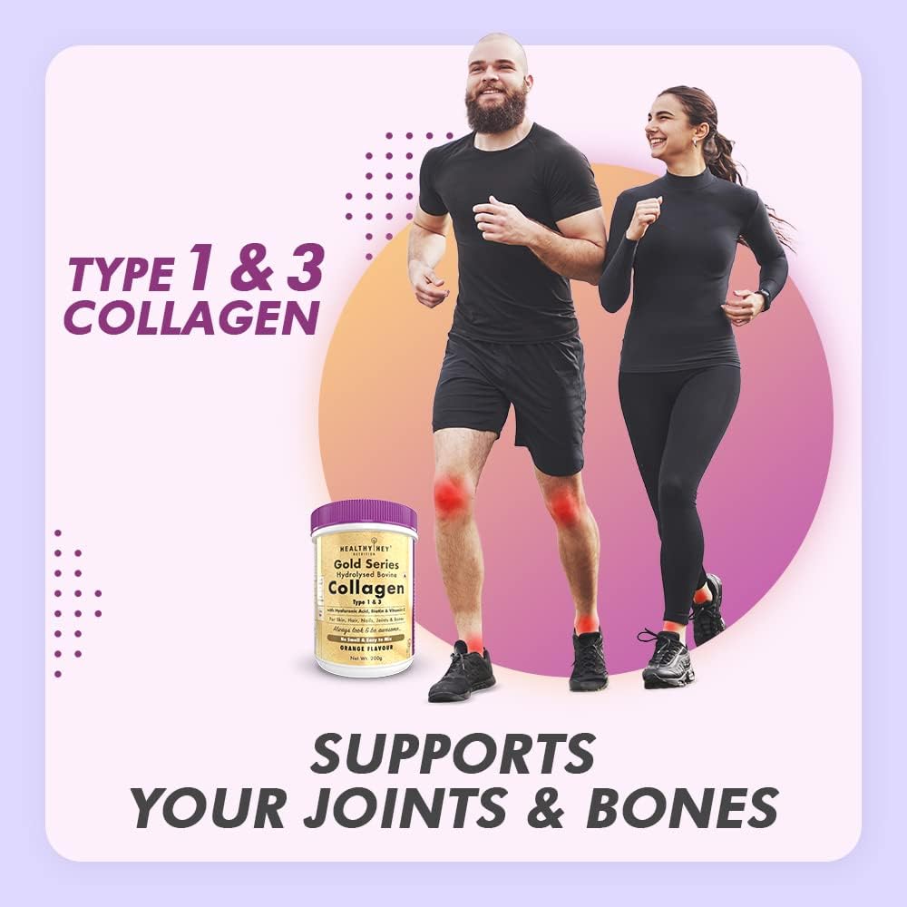 HealthyHey Nutrition Gold Series Hydrolysed Bovine Collagen Type 1 & 3, 200g - Orange - Image 6