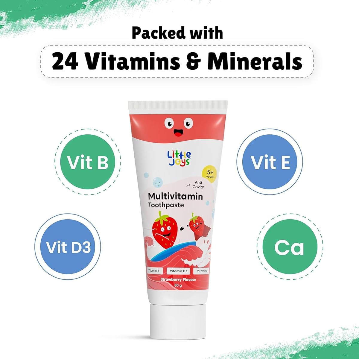 Little Joys Kids Multivitamin Toothpaste - Strawberry Flavour, 80g - Image 3