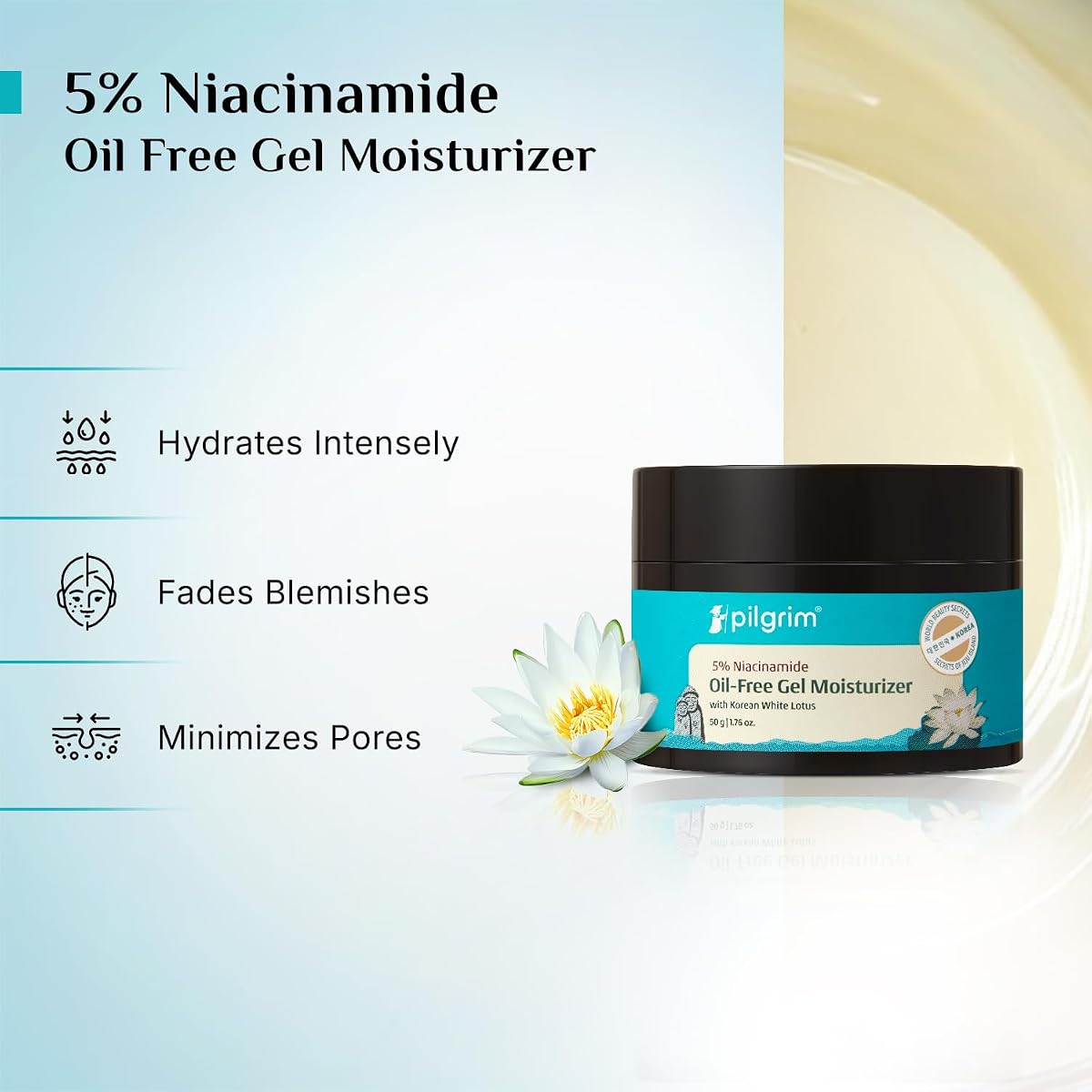 Pilgrim Korean Oil-Free Gel Moisturizer with Hyaluronic Acid - 50g - Image 3