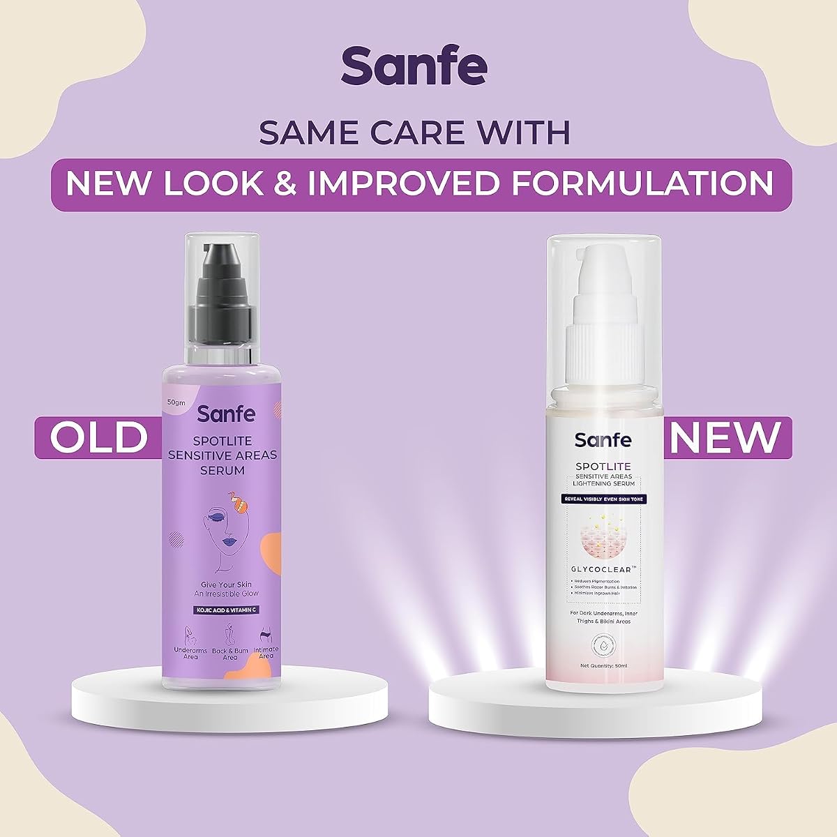 Sanfe Spotlite Sensitive Body Serum - For Dark Underarms & Thighs, Enriched with Glycolic Acid - 50g - Image 7