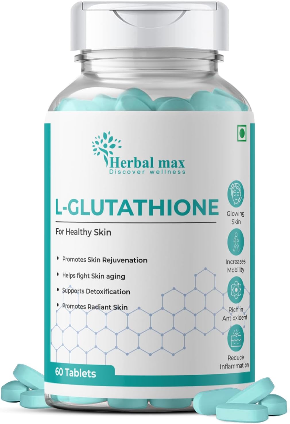 Herbal max L- Gluthathione For Shining & Lightning Skin -1000 mg 60 Tablets