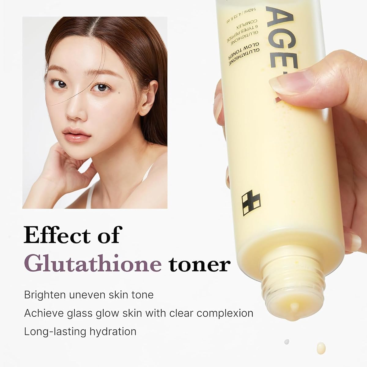 AGE-R Glutathione Glow Toner - Milky 2-Phase, Vegan, 140ml - Image 2