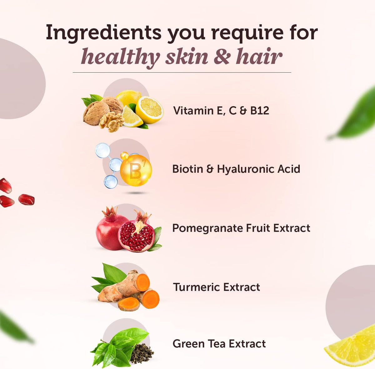 Neuherbs Hair-Skin Vitamins with Hyaluronic Acid Capsules, 60 Count - Image 5