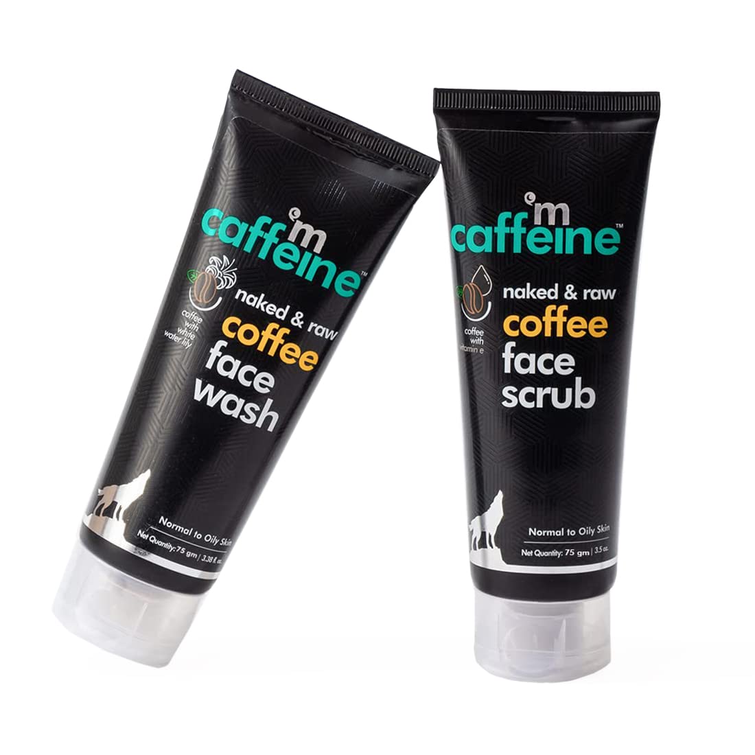 mCaffeine Face Wash Combo Pack with Face Scrub (75ml each) | Pack of 2 Coffee Face Care Kit for Pollution Control & Tan Removal