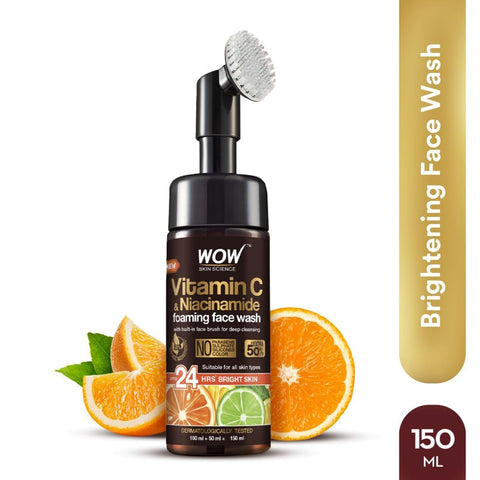 Wow Skin Science Vitamin C Foaming Face wash with Brush 150ml