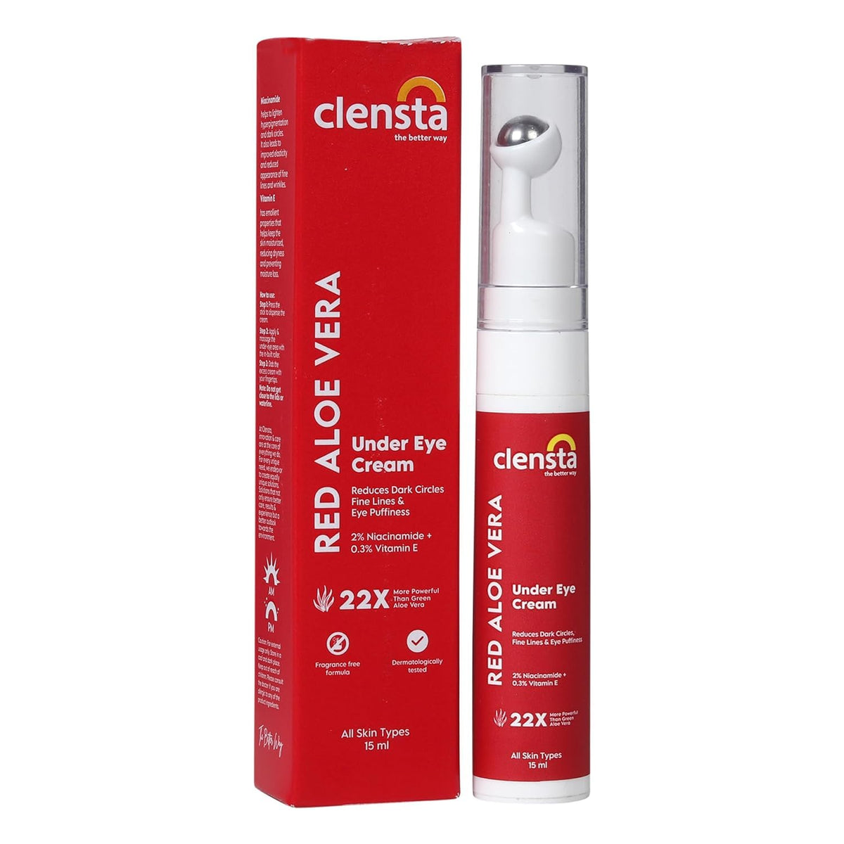Clensta Red Aloe Vera Under Eye Cream - Face Treatment, 15g